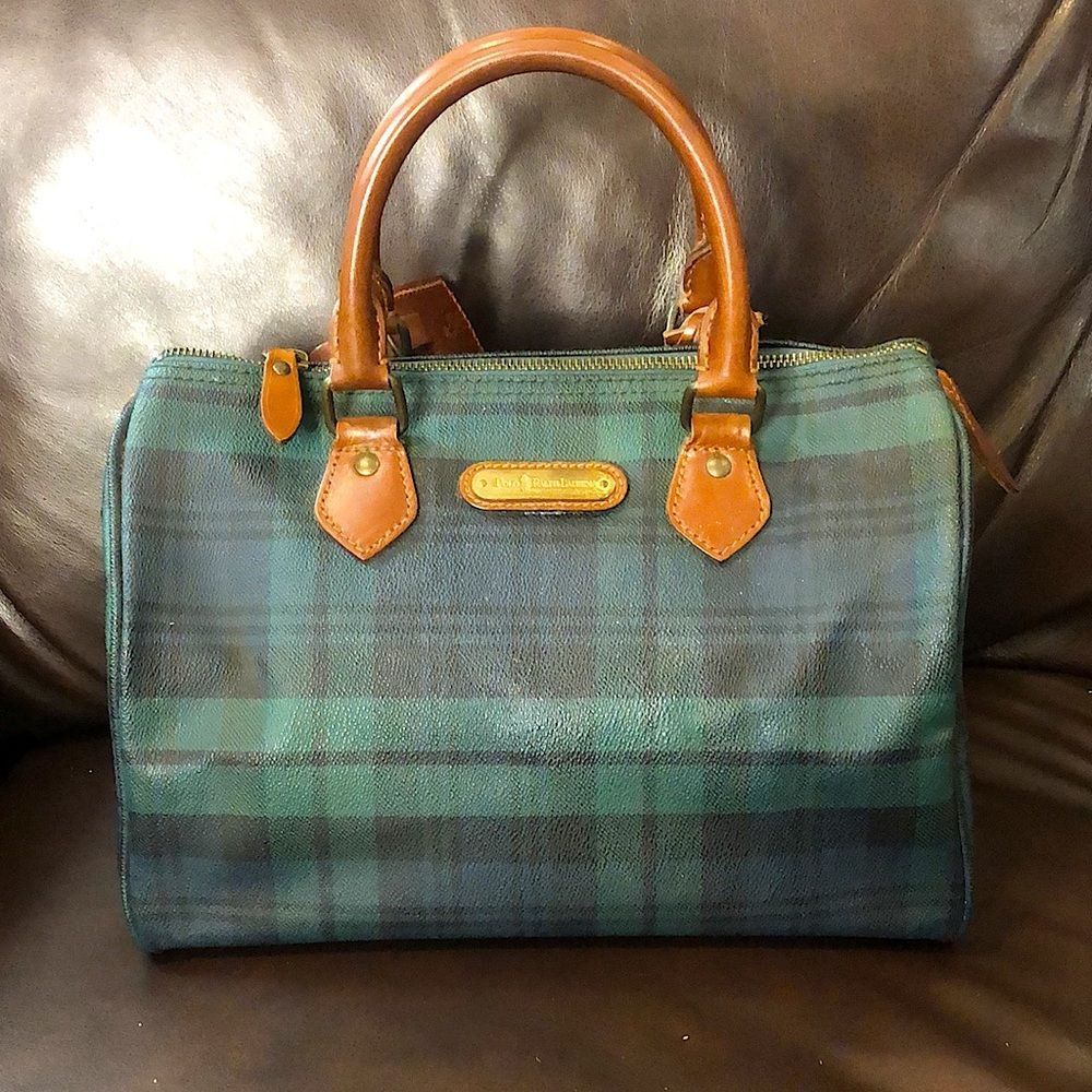 RALPH LAUREN Black Watch Plaid Boston Weekend Travel Duffle Doctor Bag Speedy 30 - Picture 17 of 17